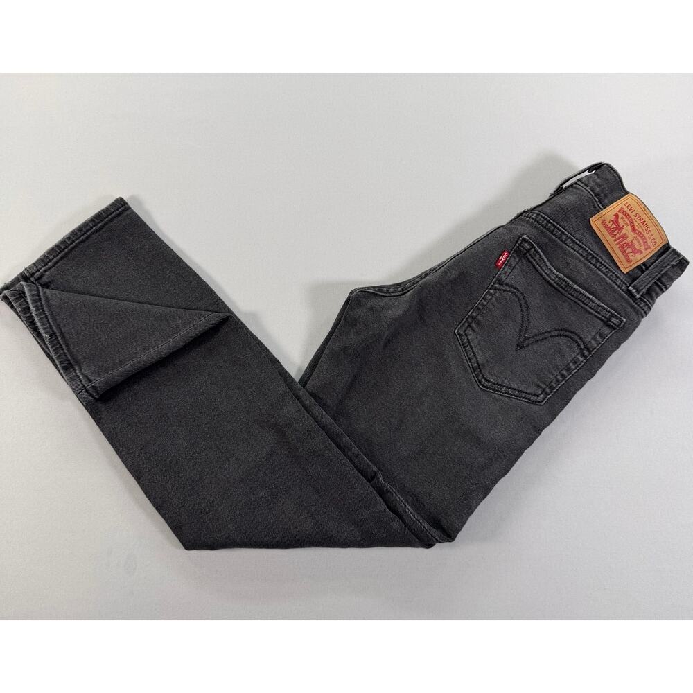 Levi’s Wedgie Straight Jeans Women’s 25 Black Distressed Cropped Denim